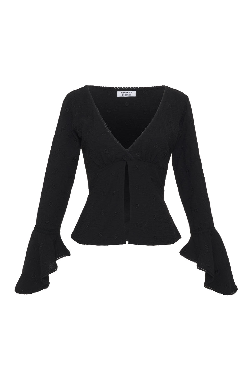 Alternative view of Anabelle Eyelet Long Sleeve Shirt - Black