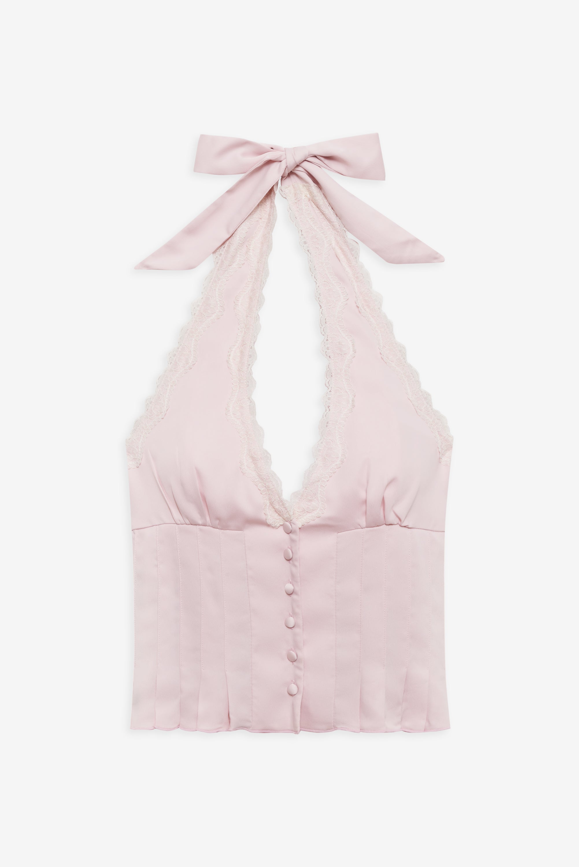 Angeline Satin Halter Top - Pink Porcelain - Image 3