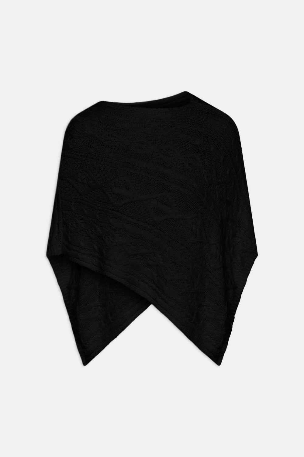 Aspen Cotton Knit Poncho - Black - Image 3