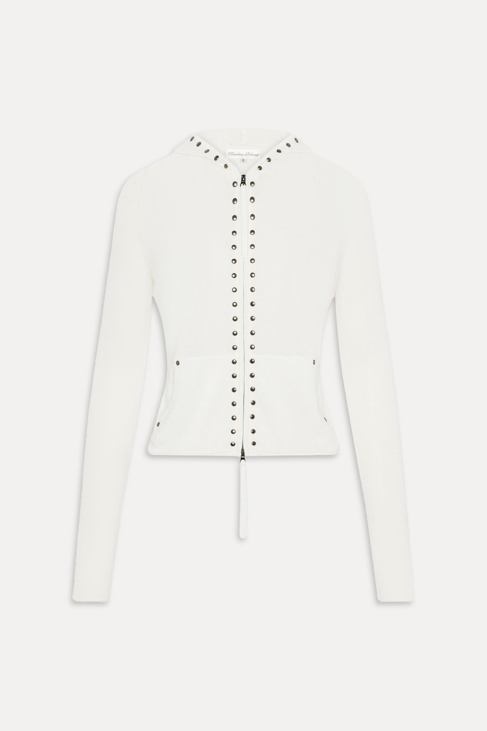 Atlas Zip Up Knit Hoodie - Coconut Cream - Image 3