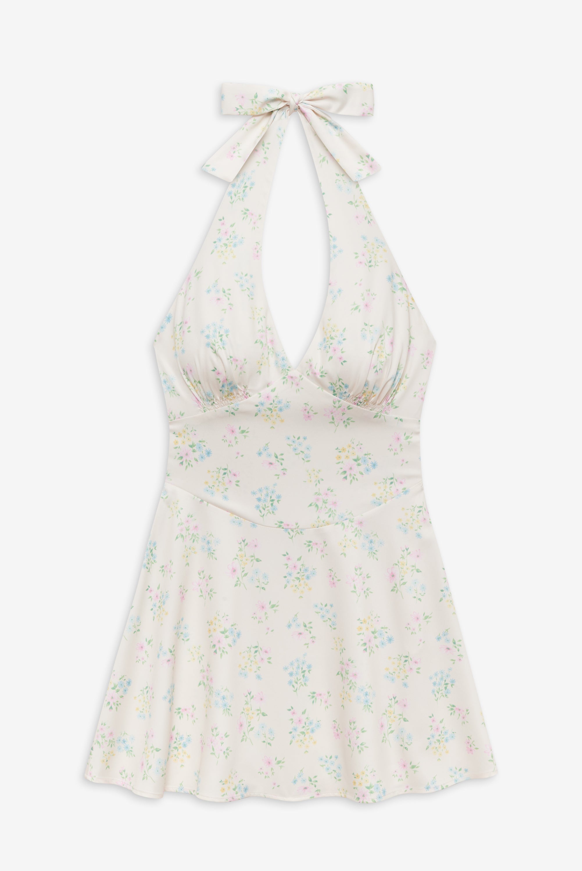Audrey Floral Satin Mini Dress - French Riviera - Image 3