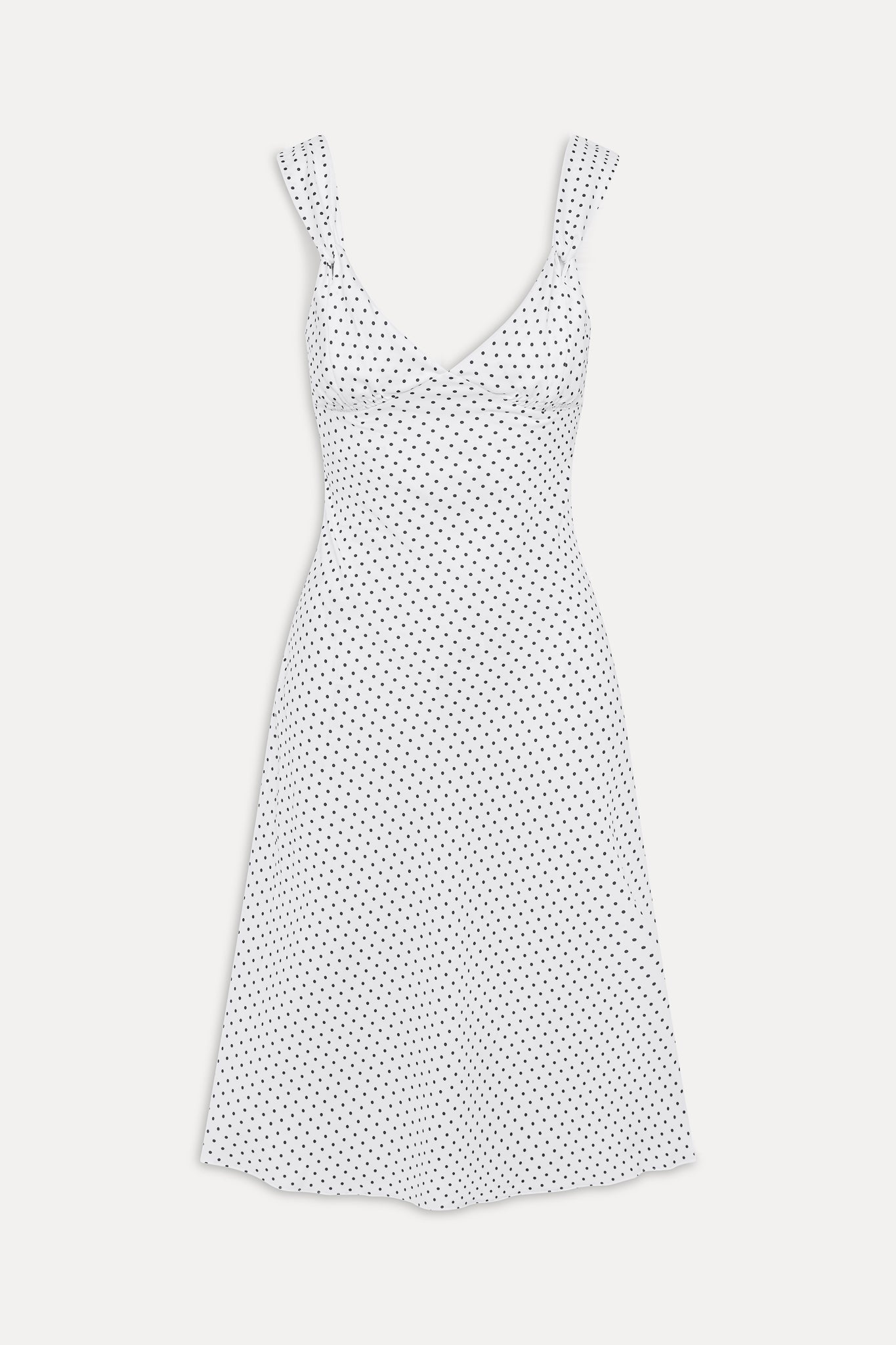 Aurora Satin Midi Dress - White Polka Dot - Image 3