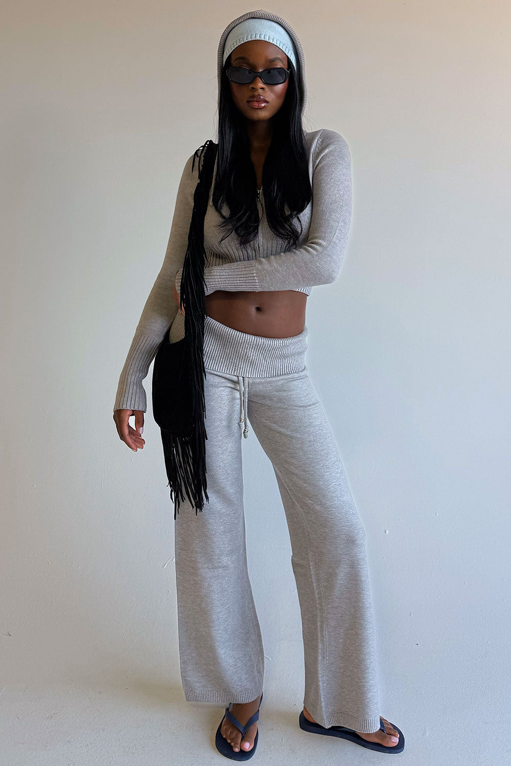 Dawson Knit Fold Over Pants - Cloud Cover