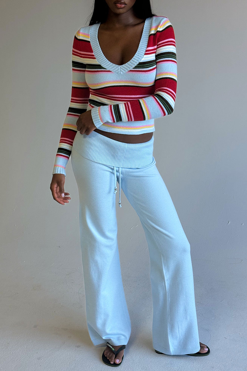 Dawson Knit Fold Over Pants - Daydream