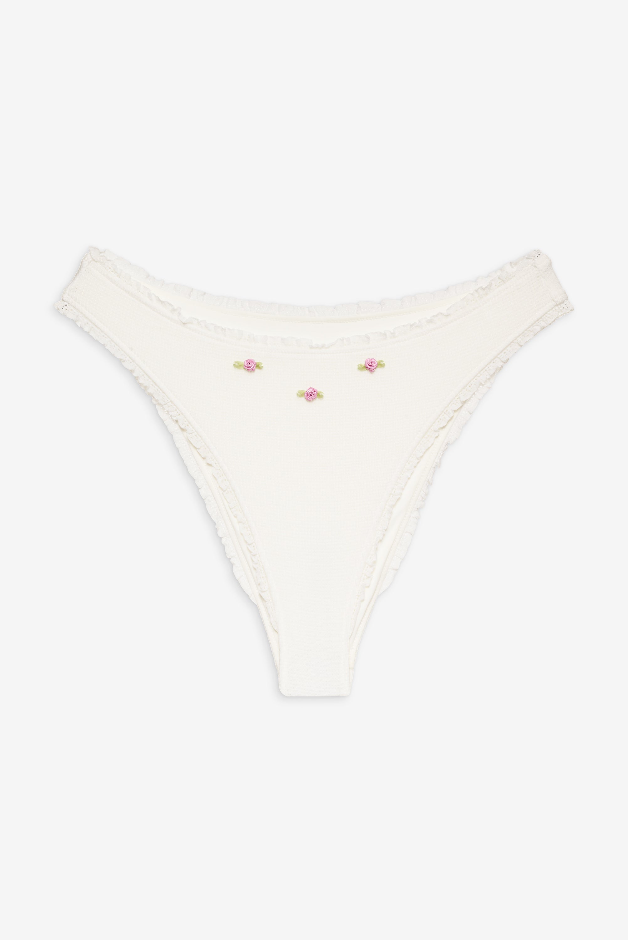 Beck High Waisted Bikini Bottom - White - Image 3