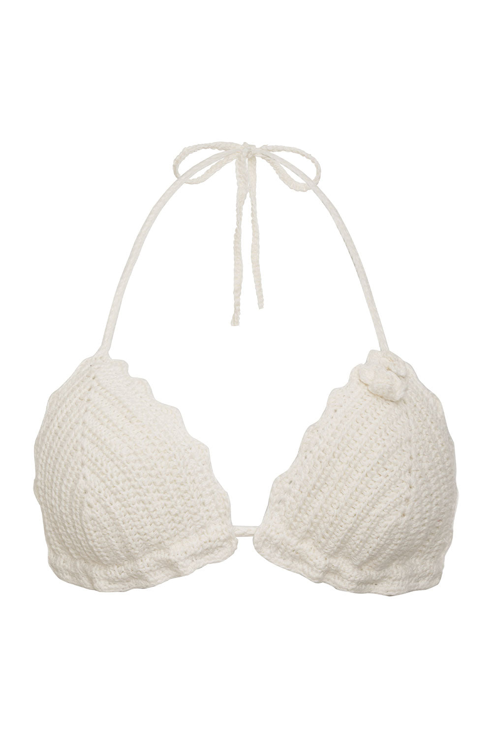 Chloe Triangle Crochet Bikini Top - White - Image 7