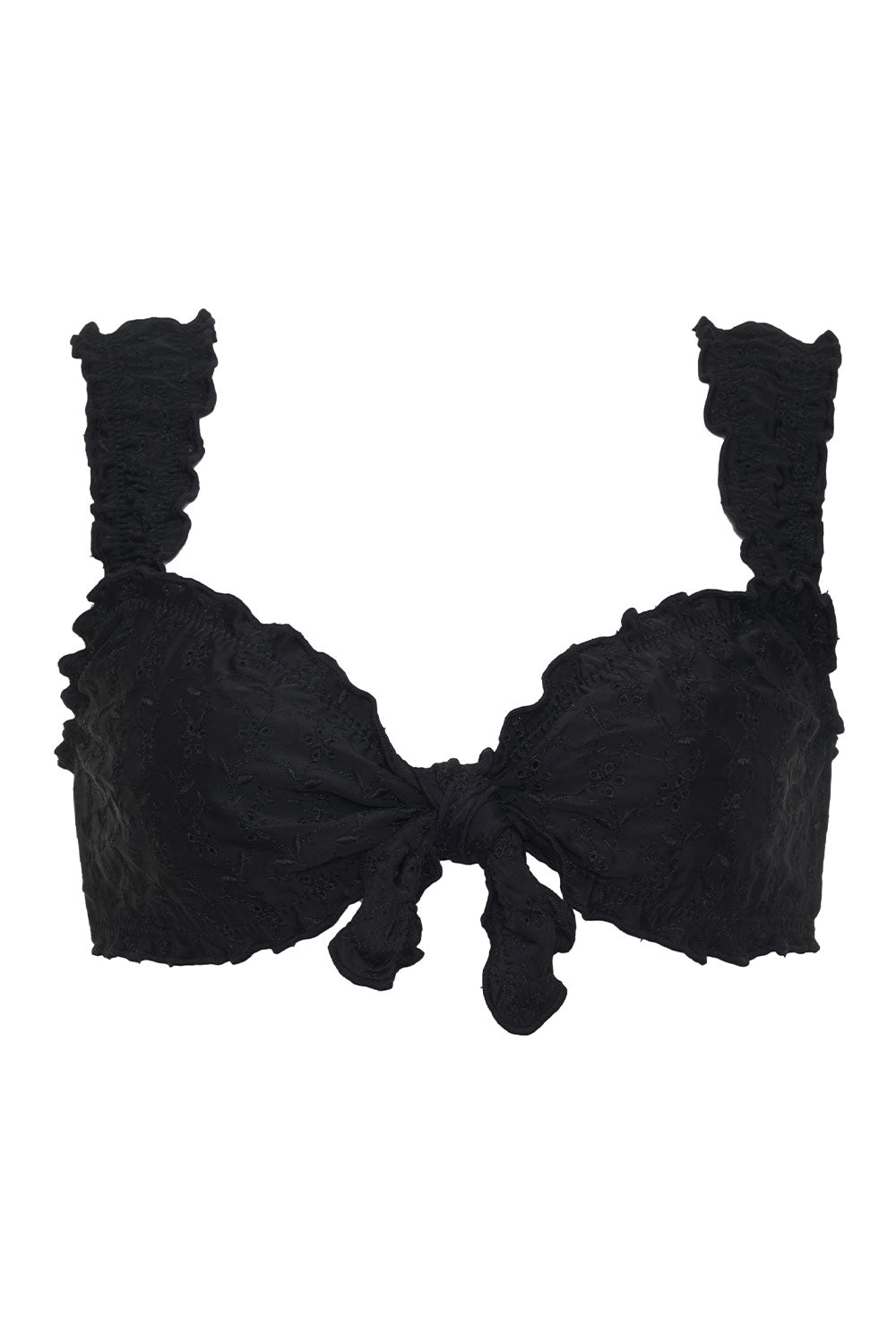 Colby Eyelet Ruffle Bikini Top - Black - Image 5