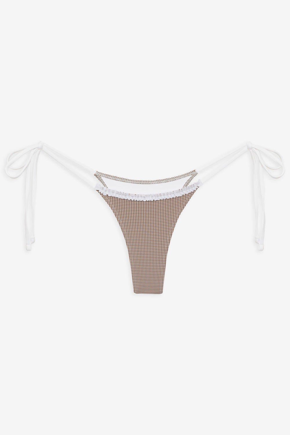 Divine Gingham Skimpy Bikini Bottom - Brown Gingham - Image 3