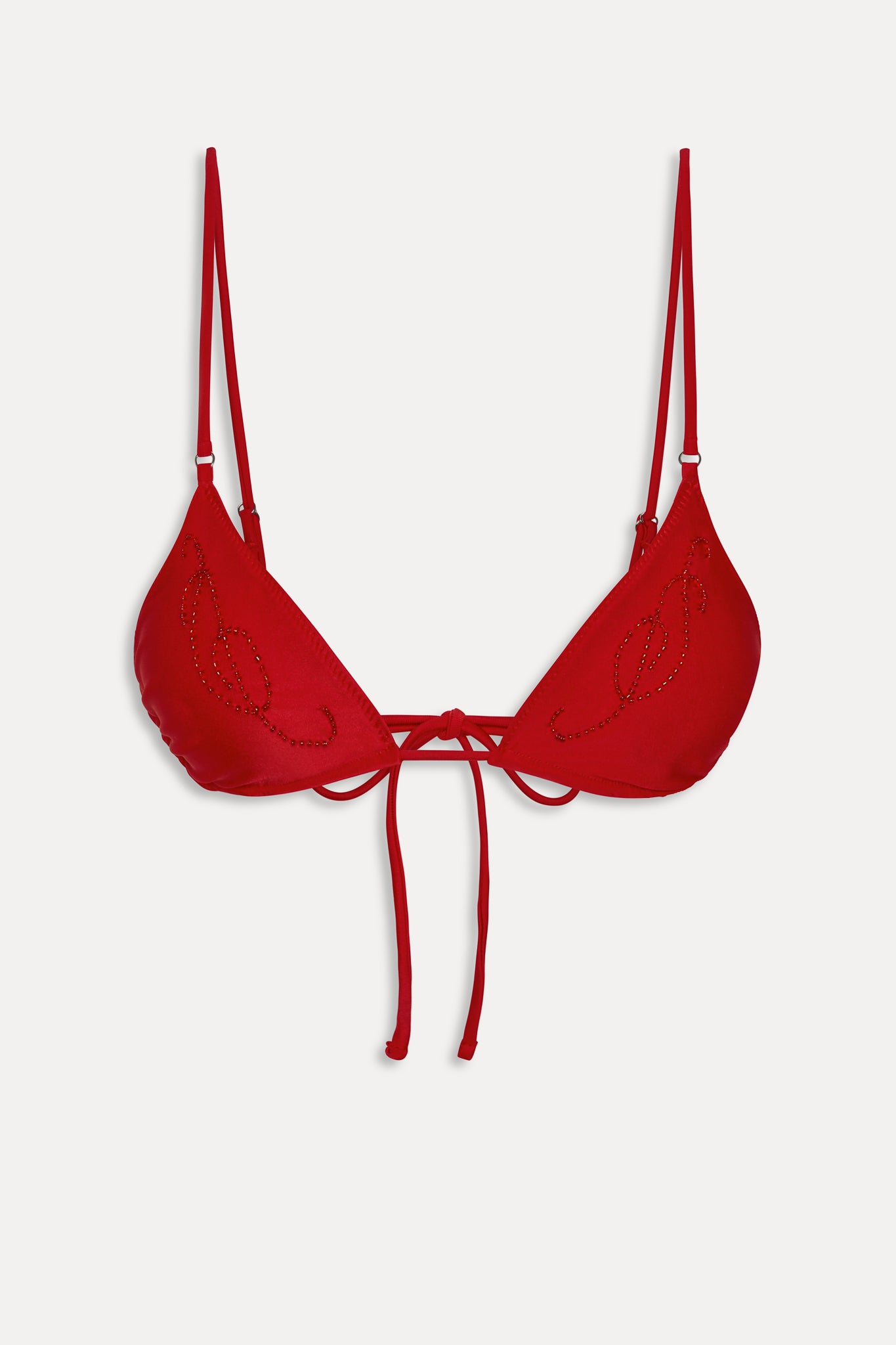 X Jennie Elena Beaded Bikini Top - Classic Red - Image 3