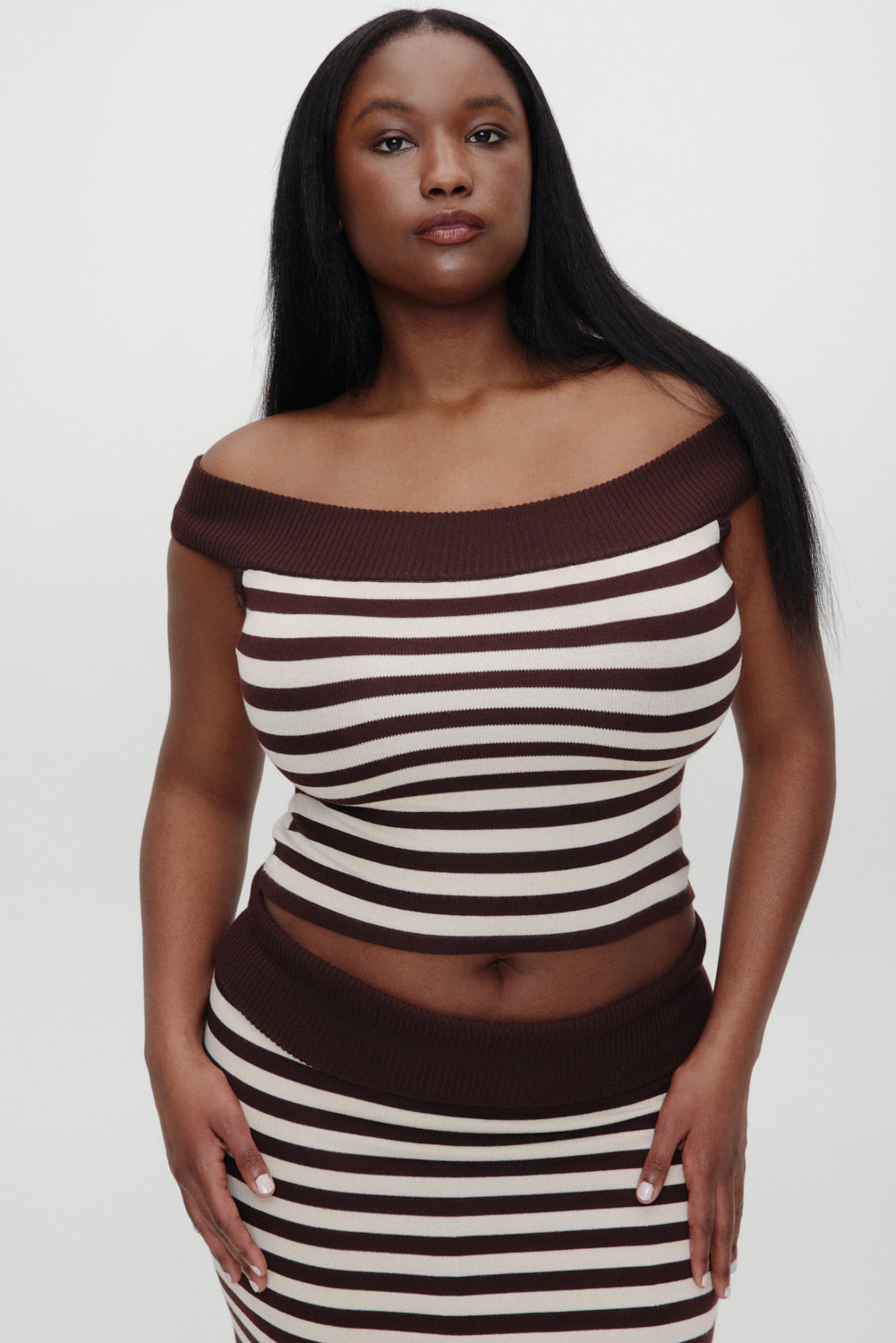 X Bella Hadid Tucker Knit Top - Cowboy Stripe - Image 7