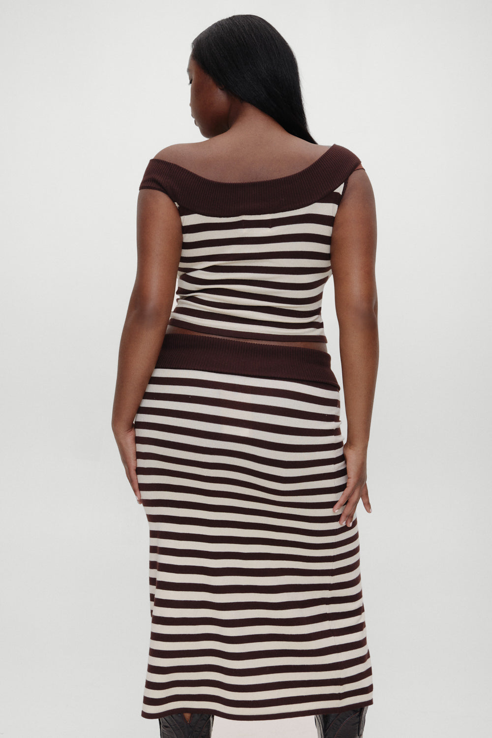 X Bella Hadid Tucker Knit Top - Cowboy Stripe - Image 8