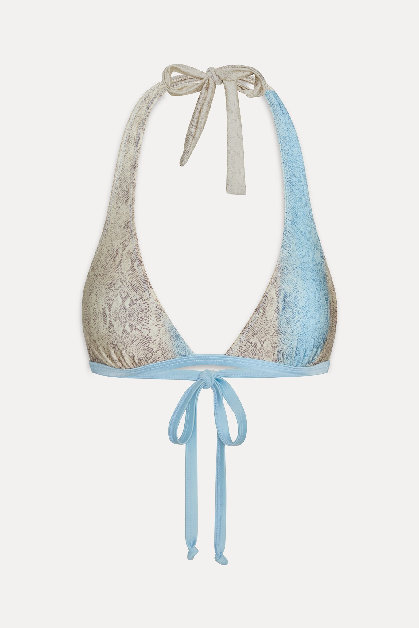 Frank Satin Halter Bikini Top - Blue Python - Image 3