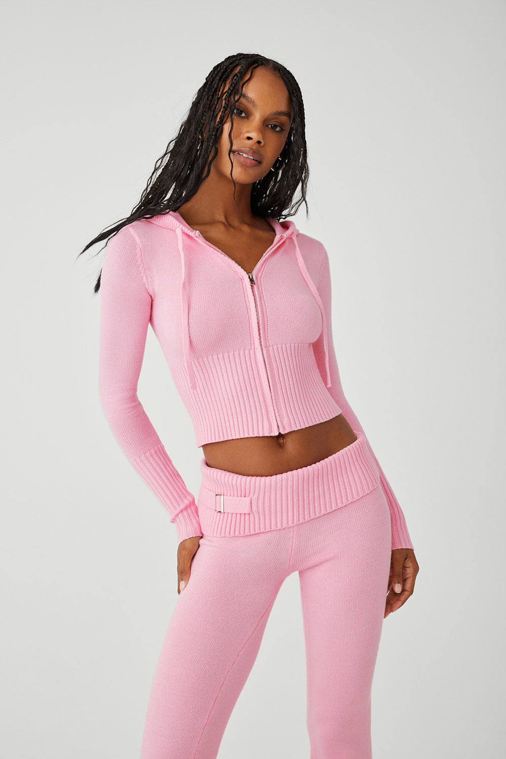 Aimee Cloud Knit Zip Up Hoodie - Valentine Pink - Image 5