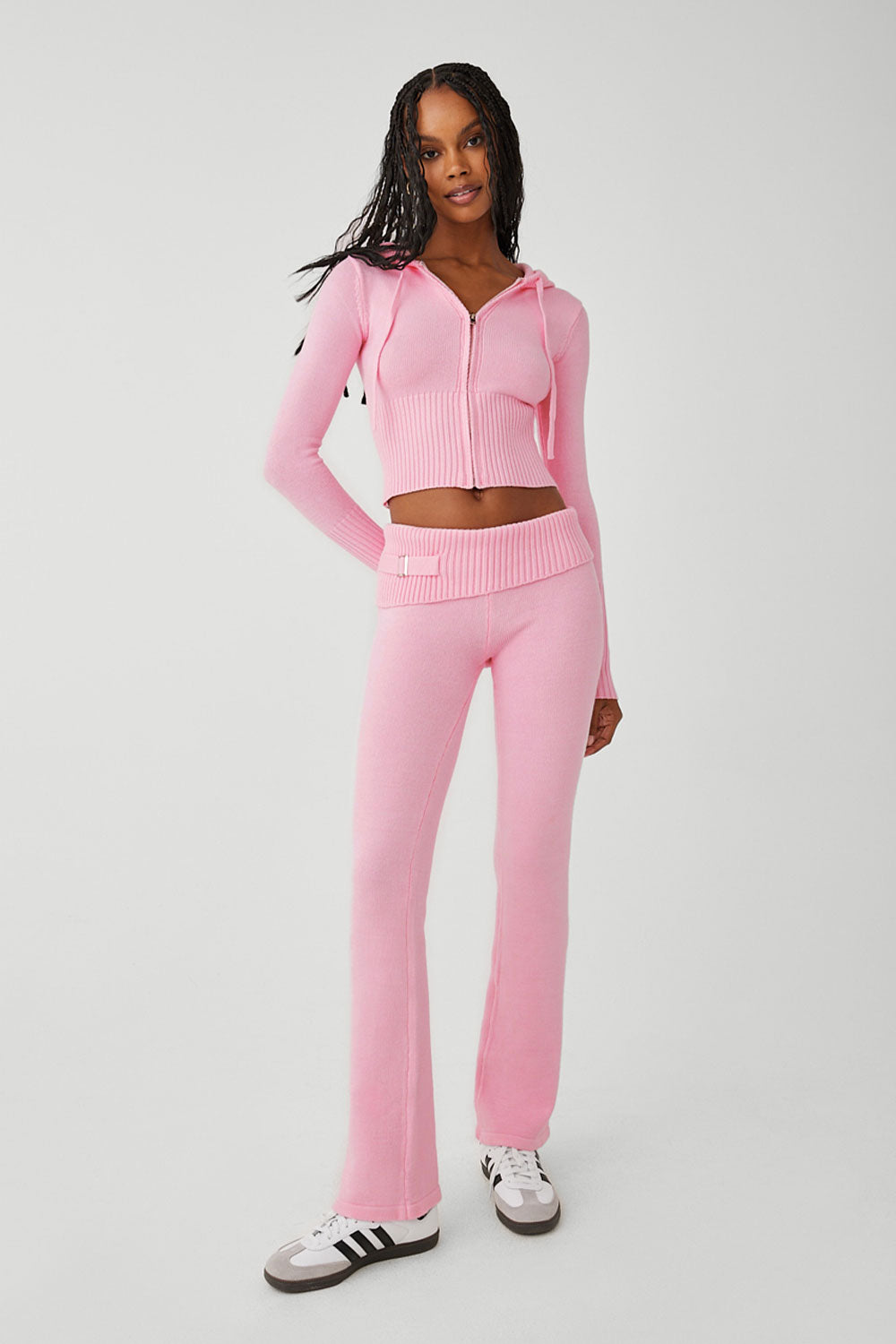 Aimee Cloud Knit Zip Up Hoodie - Valentine Pink - Image 4