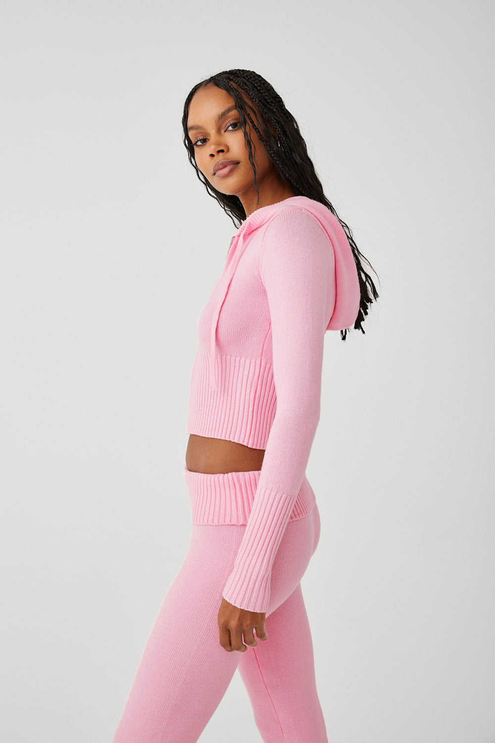 Aimee Cloud Knit Zip Up Hoodie - Valentine Pink - Image 3