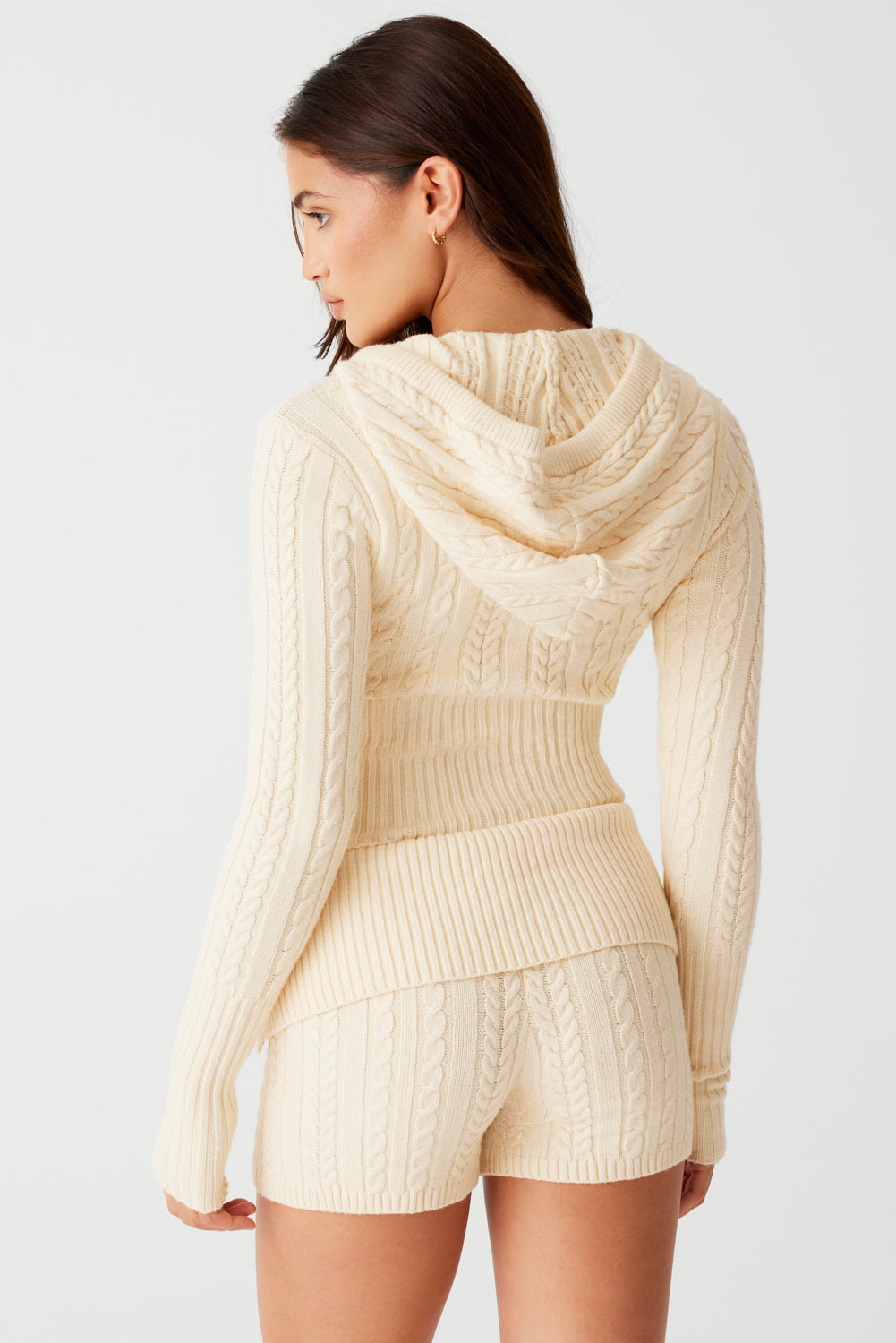 Aimee Cable Cloud Knit Hoodie - French Vanilla - Image 5