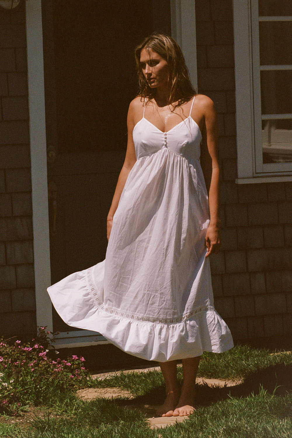 Airy Poplin Midi Dress - White - Image 7