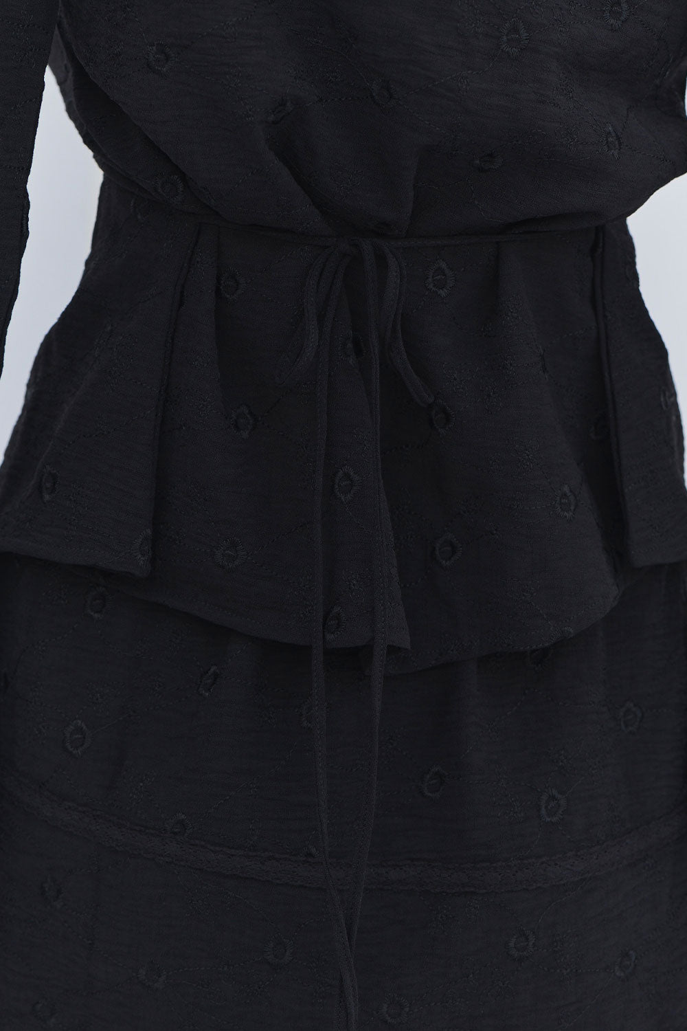 Anabelle Eyelet Long Sleeve Shirt - Black - Image 6