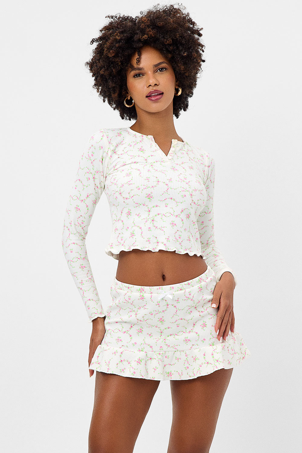 Alternative view of Andrea Waffle Mini Skirt - Day Lily