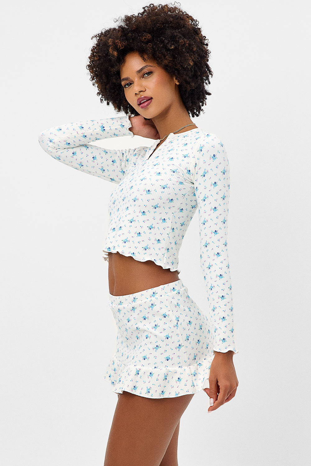 Alternative view of Andrea Waffle Mini Skirt - Night Lily
