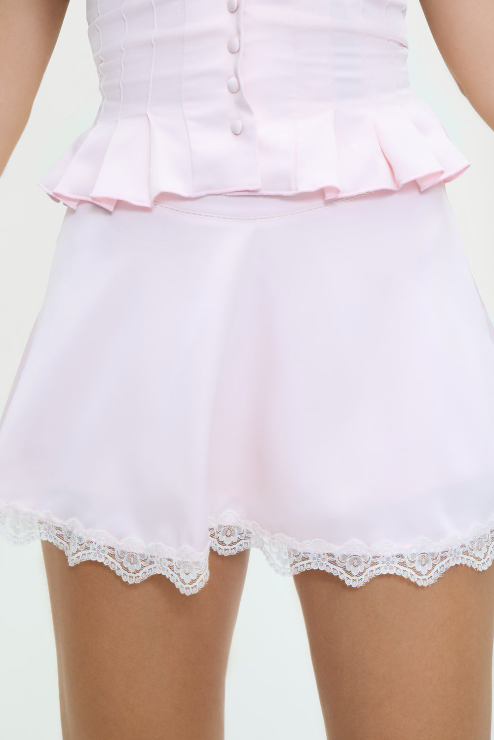Angeline Satin Mini Skirt - Pink Porcelain - Image 4