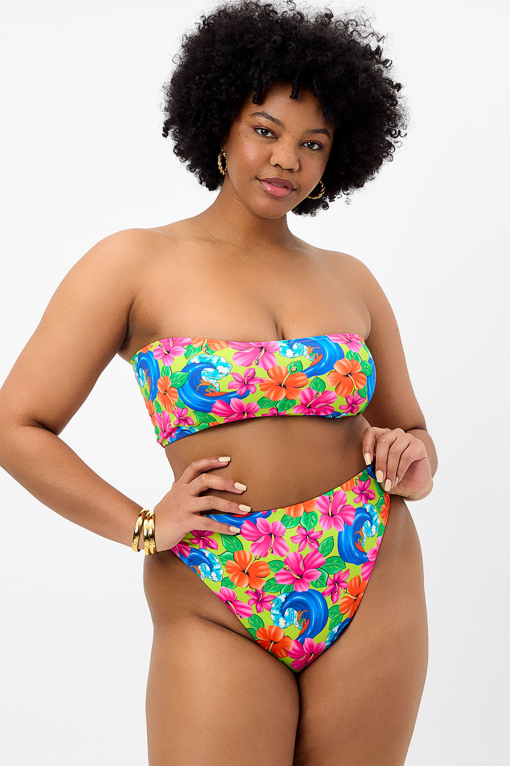 Anne Floral Full Coverage Bikini Bottom - Neon Surfer - Image 4