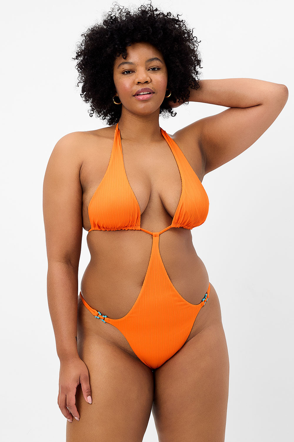 Alternative view of April Plissé Monokini One Piece Swimsuit - Papaya