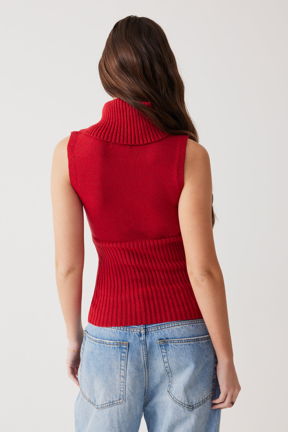 Alternative view of Axel Cable Cloud Knit Sleeveless Sweater - Red Velvet