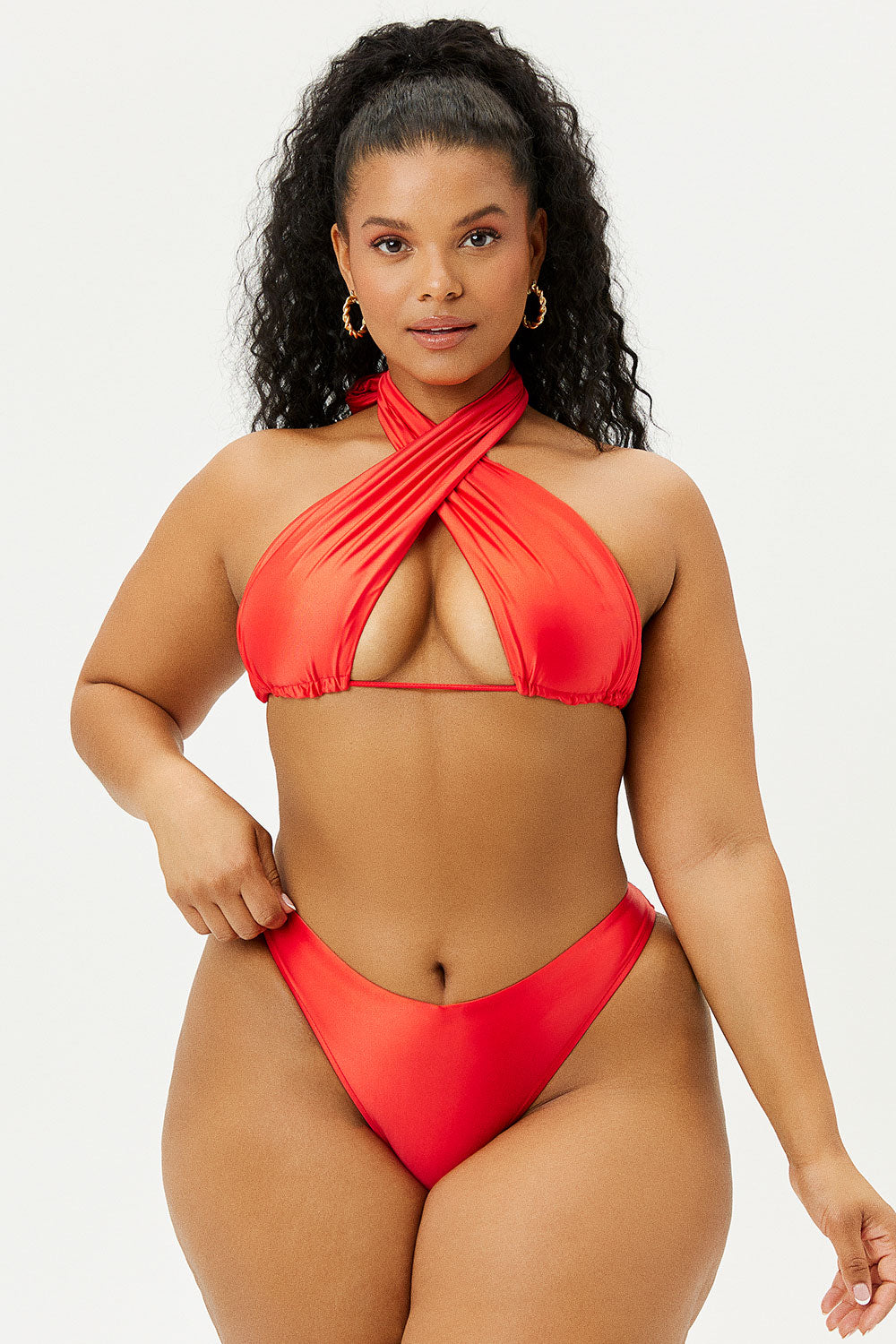 Alternative view of Bash Satin Wrap Bikini Top - Grenadine