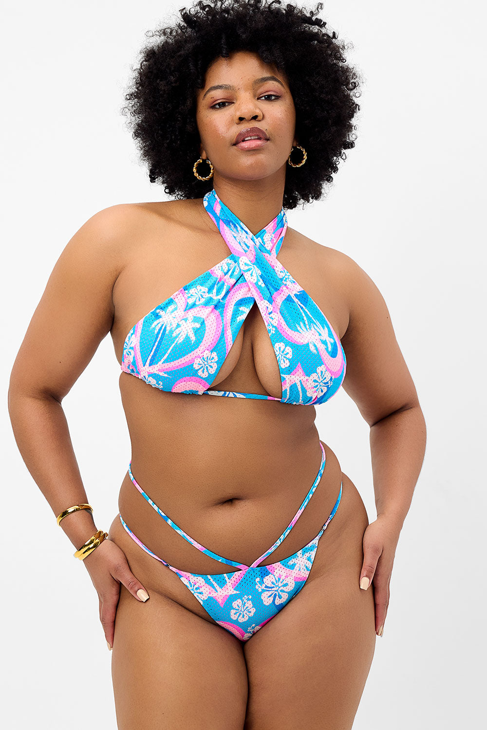 Alternative view of Bash Mesh Halter Bikini Top - Tropic Love