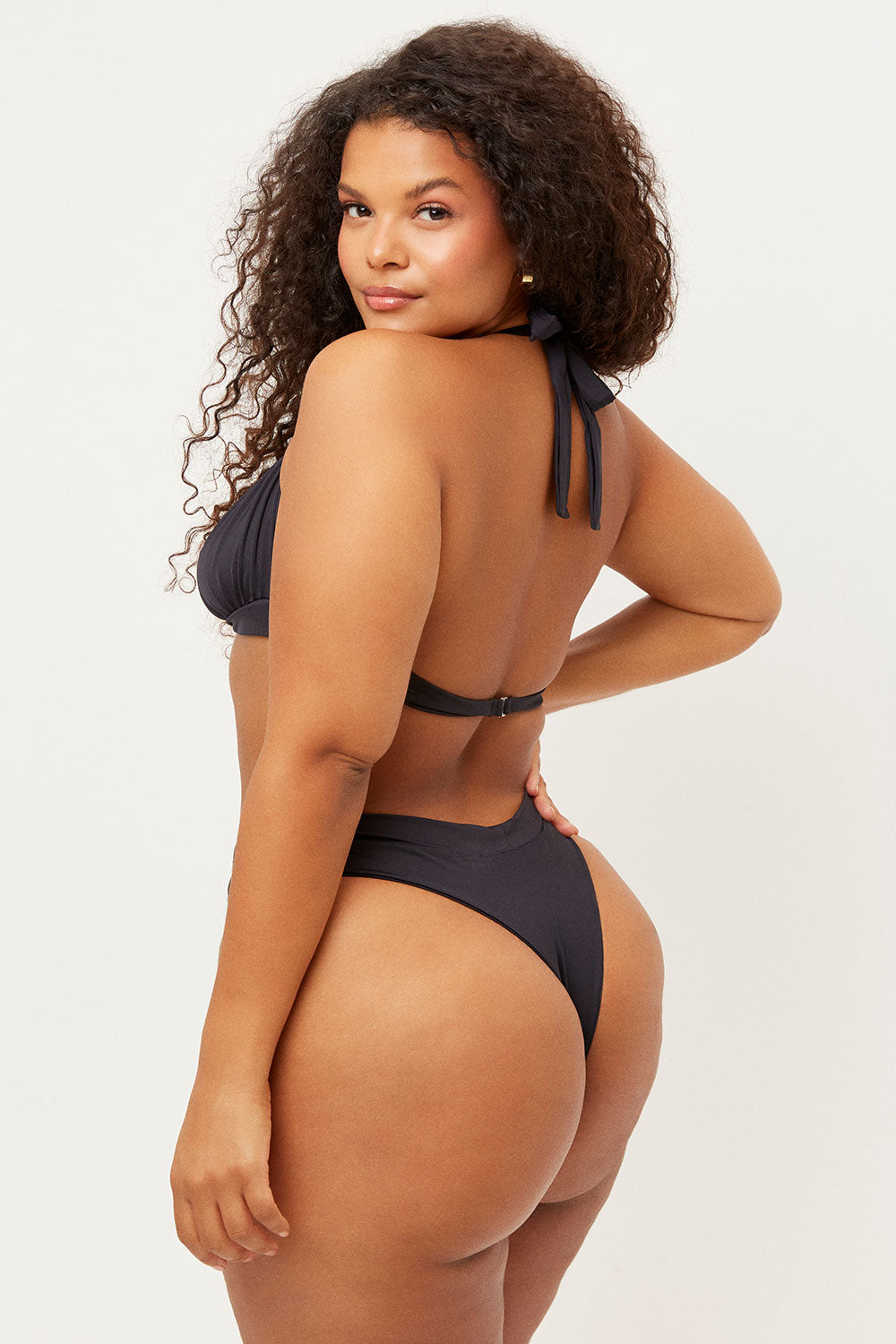Alternative view of Bea High Waist Bikini Bottom - Black