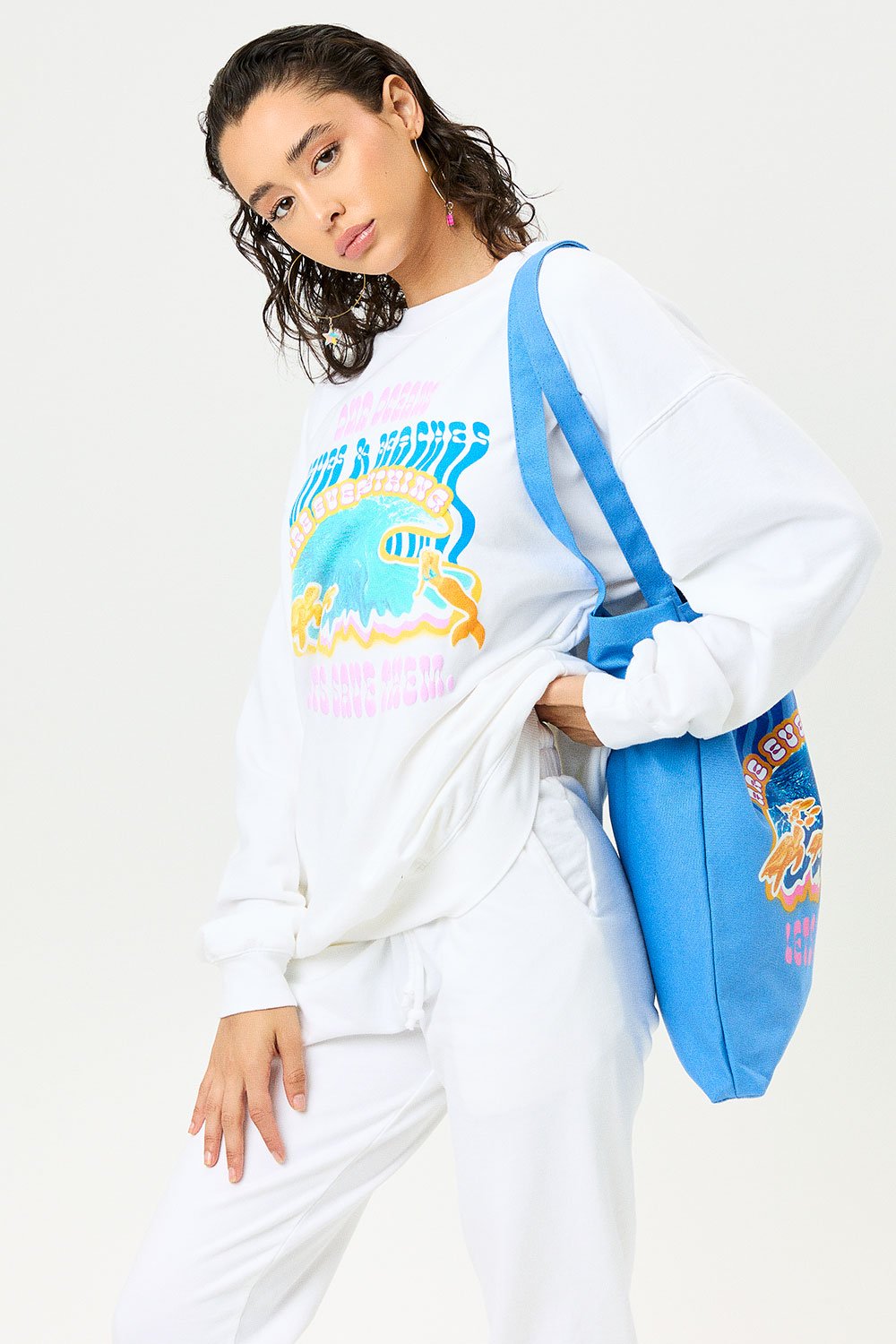 Alternative view of Bennie Crewneck Sweatshirt - White