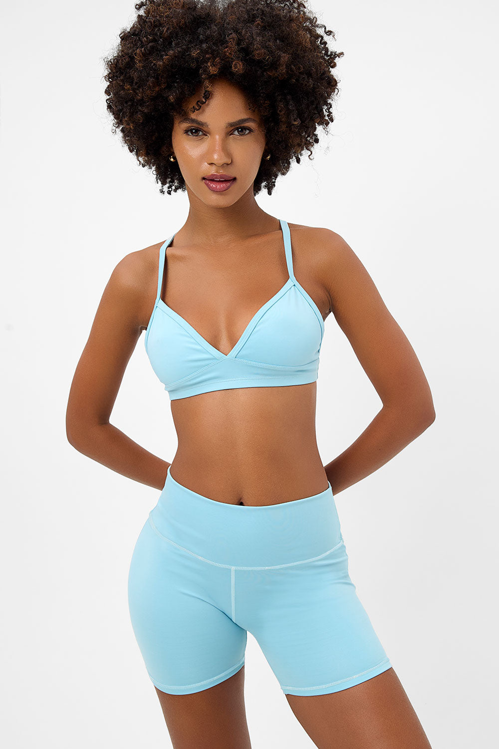 Alternative view of Billie Racerback Sports Bra - Baby Blue