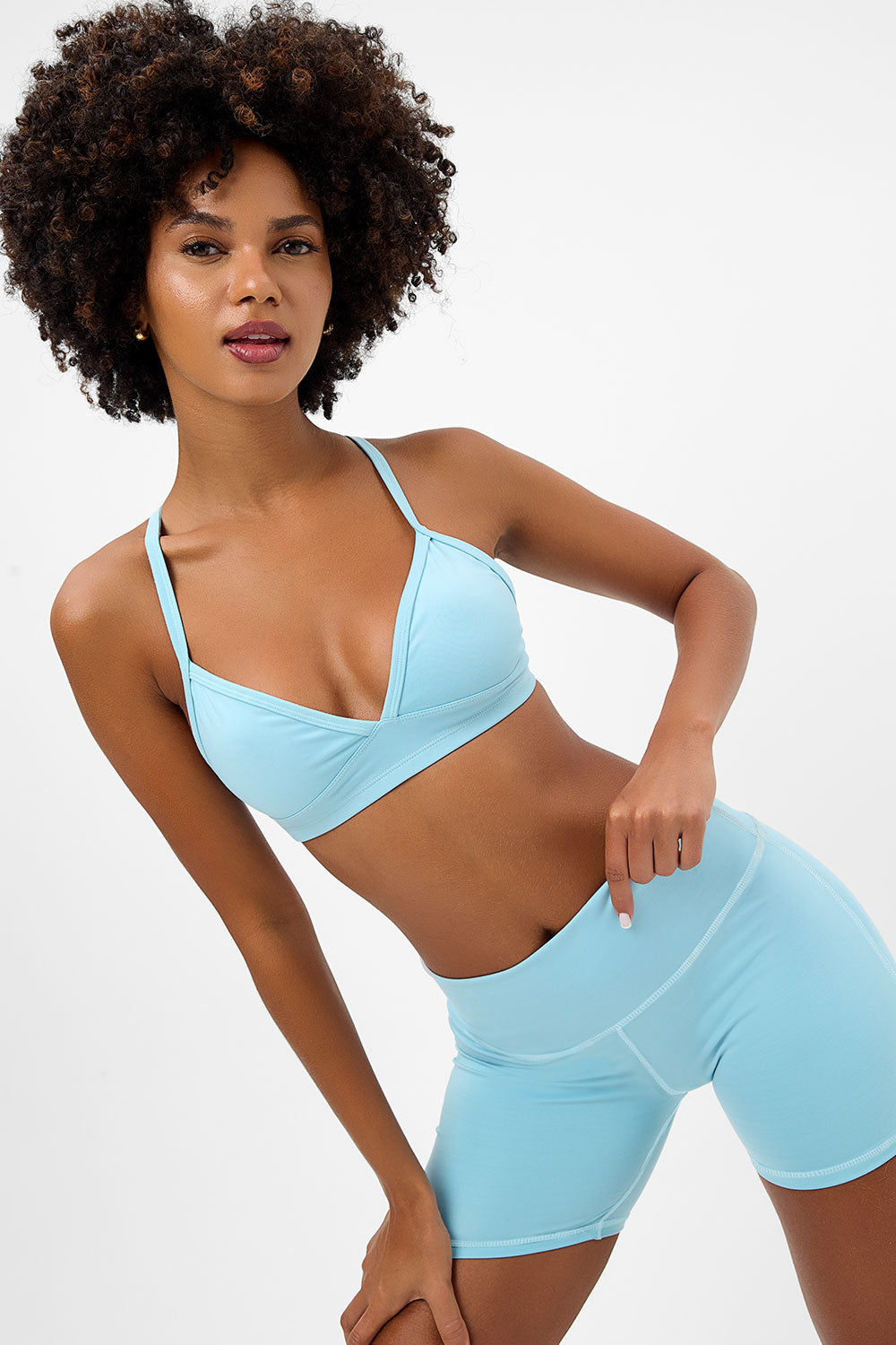 Billie Racerback Sports Bra - Baby Blue - Image 4