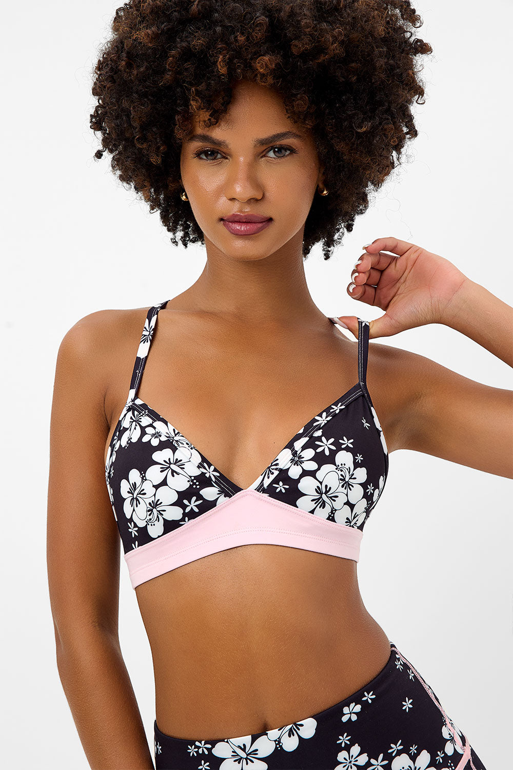 Alternative view of Billie Racerback Floral Sports Bra - Plush Plumeria