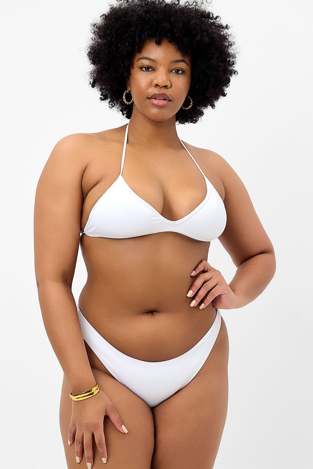Alternative view of Boardwalk Plissé String Bikini Top - Optic White