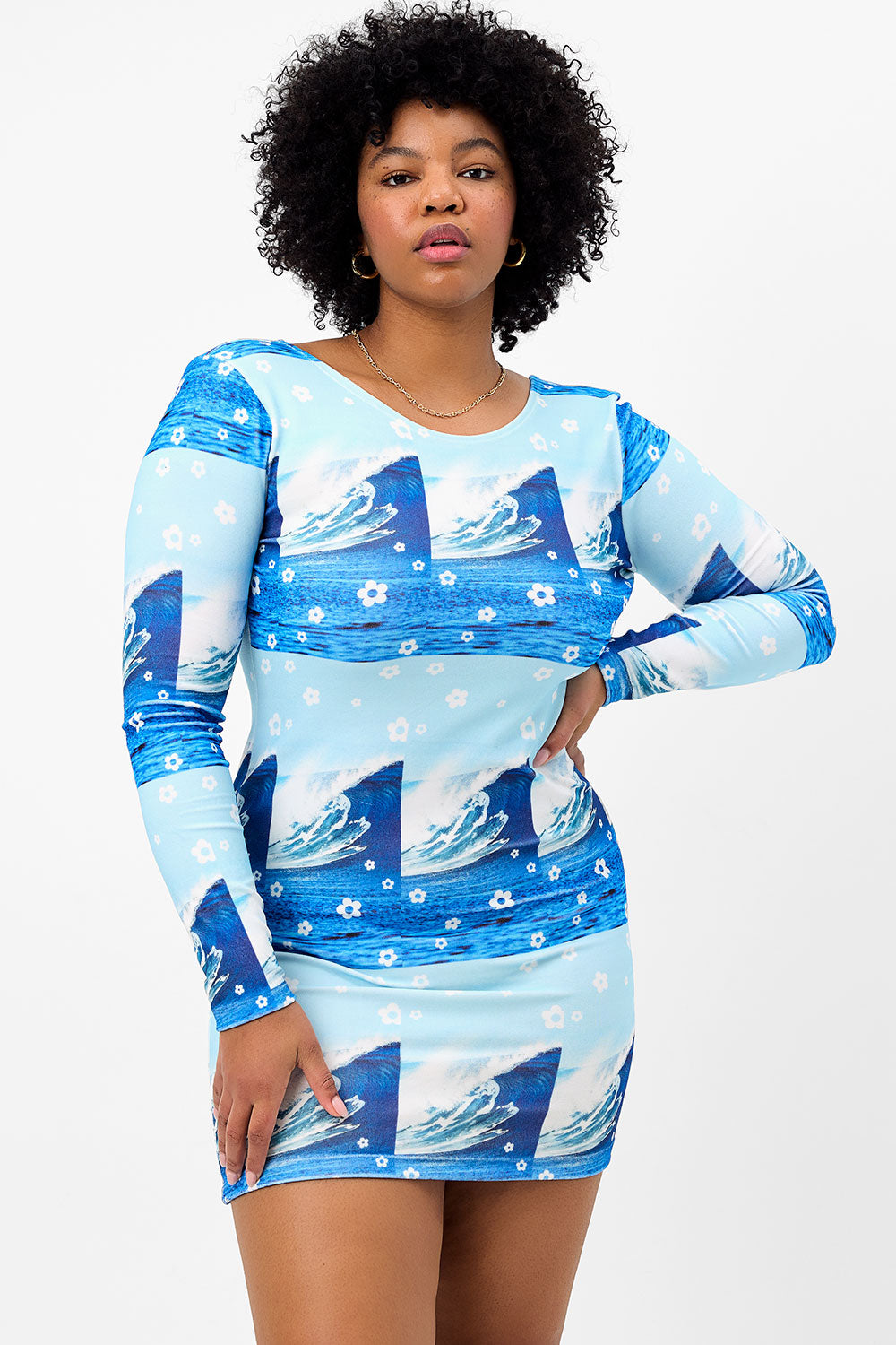 Alternative view of Boz Terry Long Sleeve Dress - Blue Tides