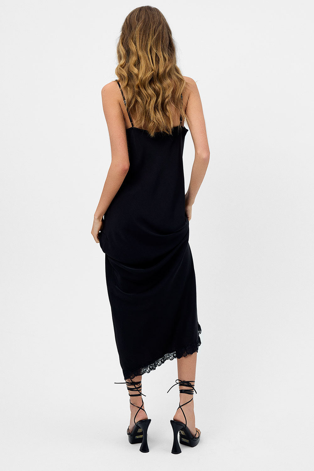 Alternative view of Cara Satin Maxi Dress - Black