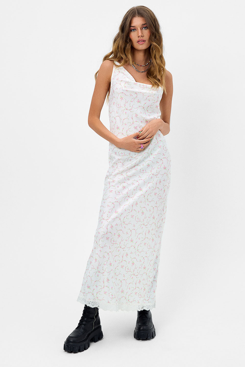 Alternative view of Cara Satin Maxi Dress - Day Lily