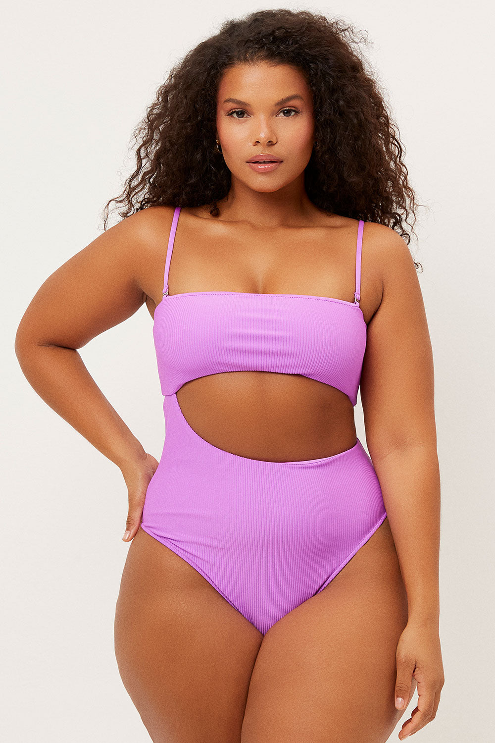 Alternative view of Carter Ribbed High Cut One Piece Swimsuit - Passionfruit