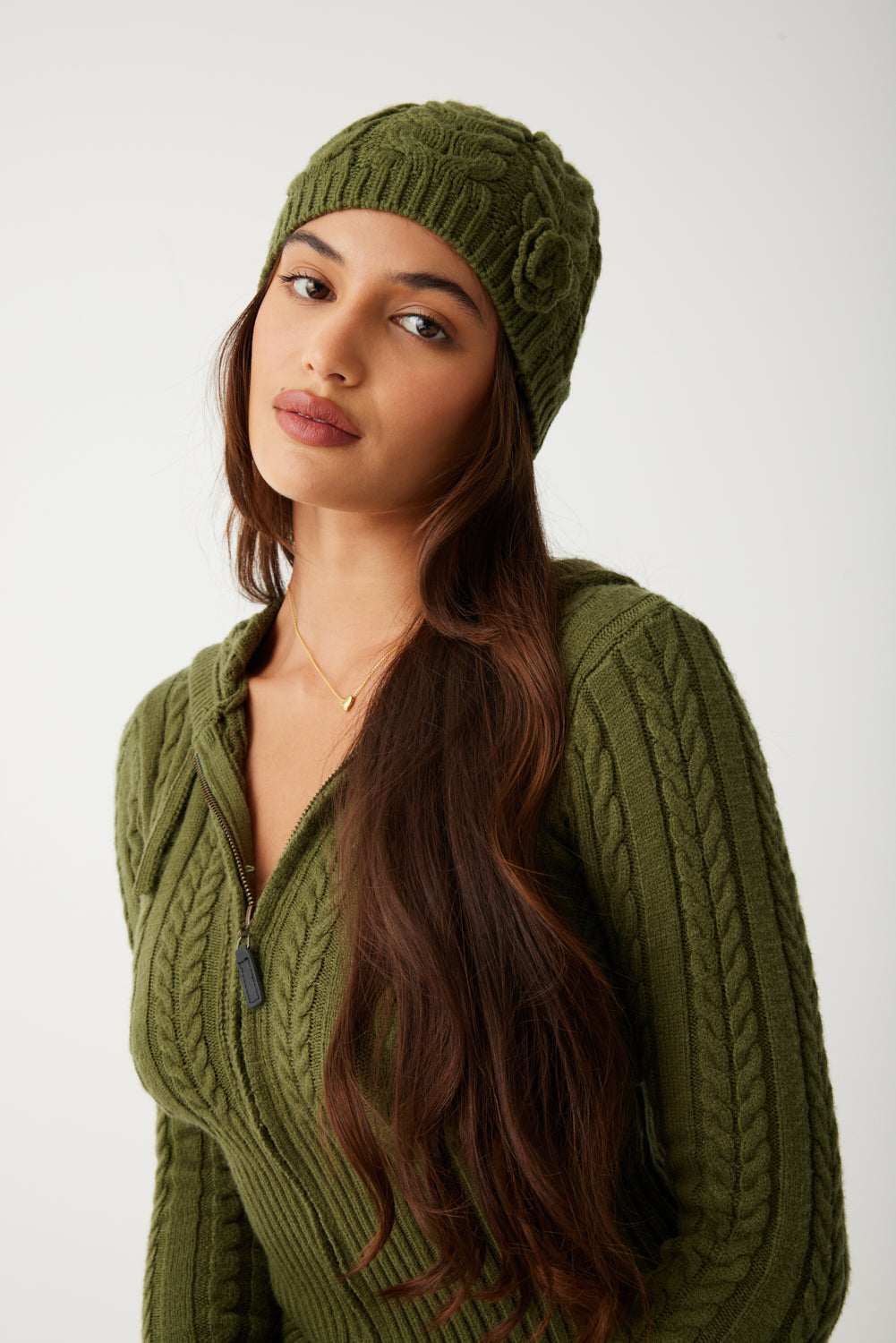 Cece Cable Cloud Knit Beanie - Jade Green - Image 4