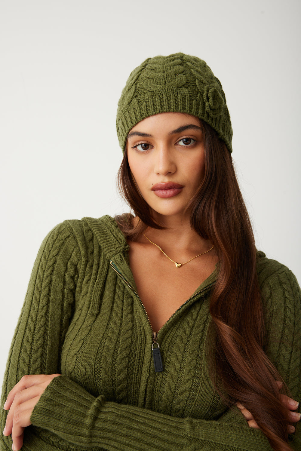 Cece Cable Cloud Knit Beanie - Jade Green - Image 3