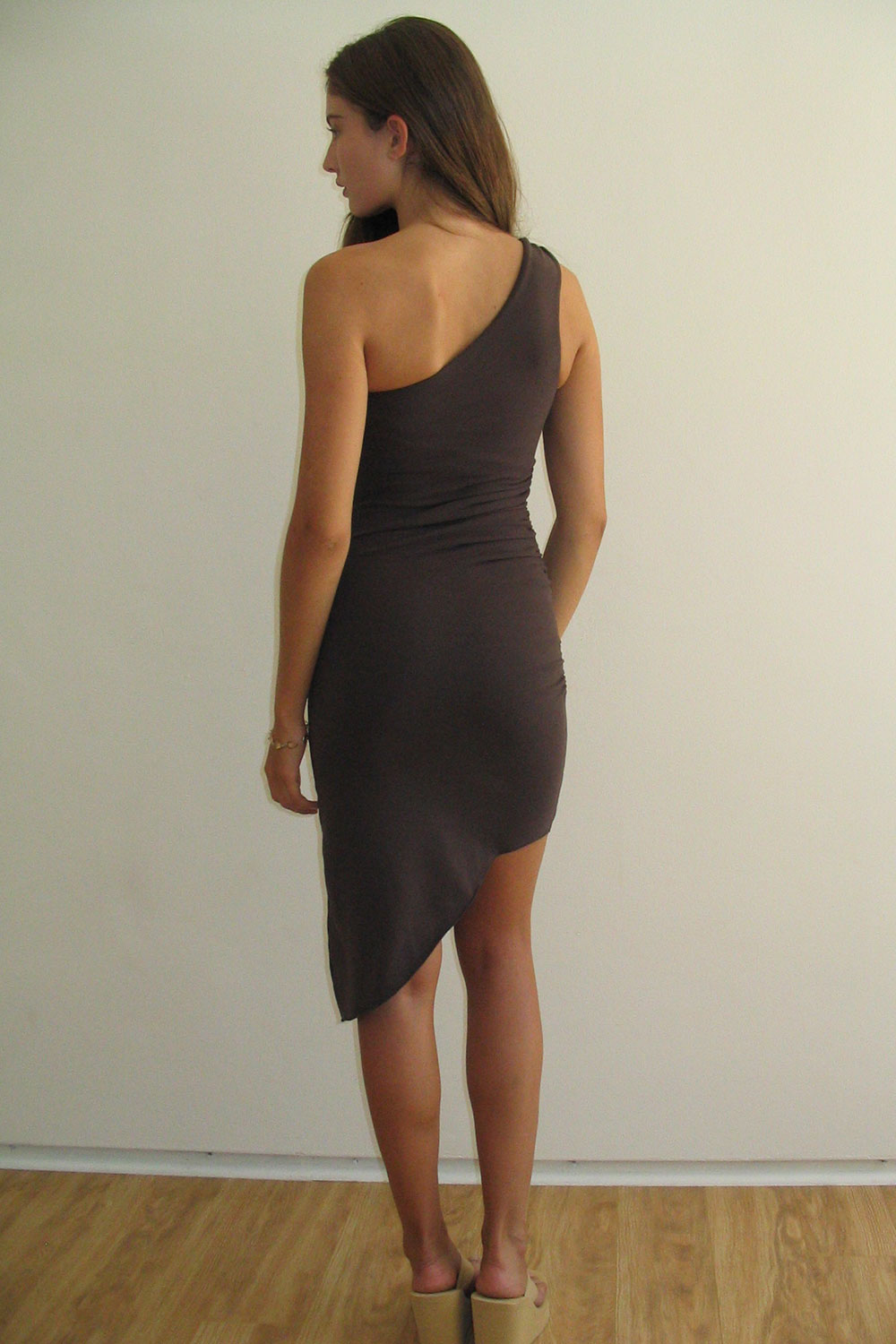 Chance One Shoulder Asymmetrical Dress - Creme Brulee - Image 2