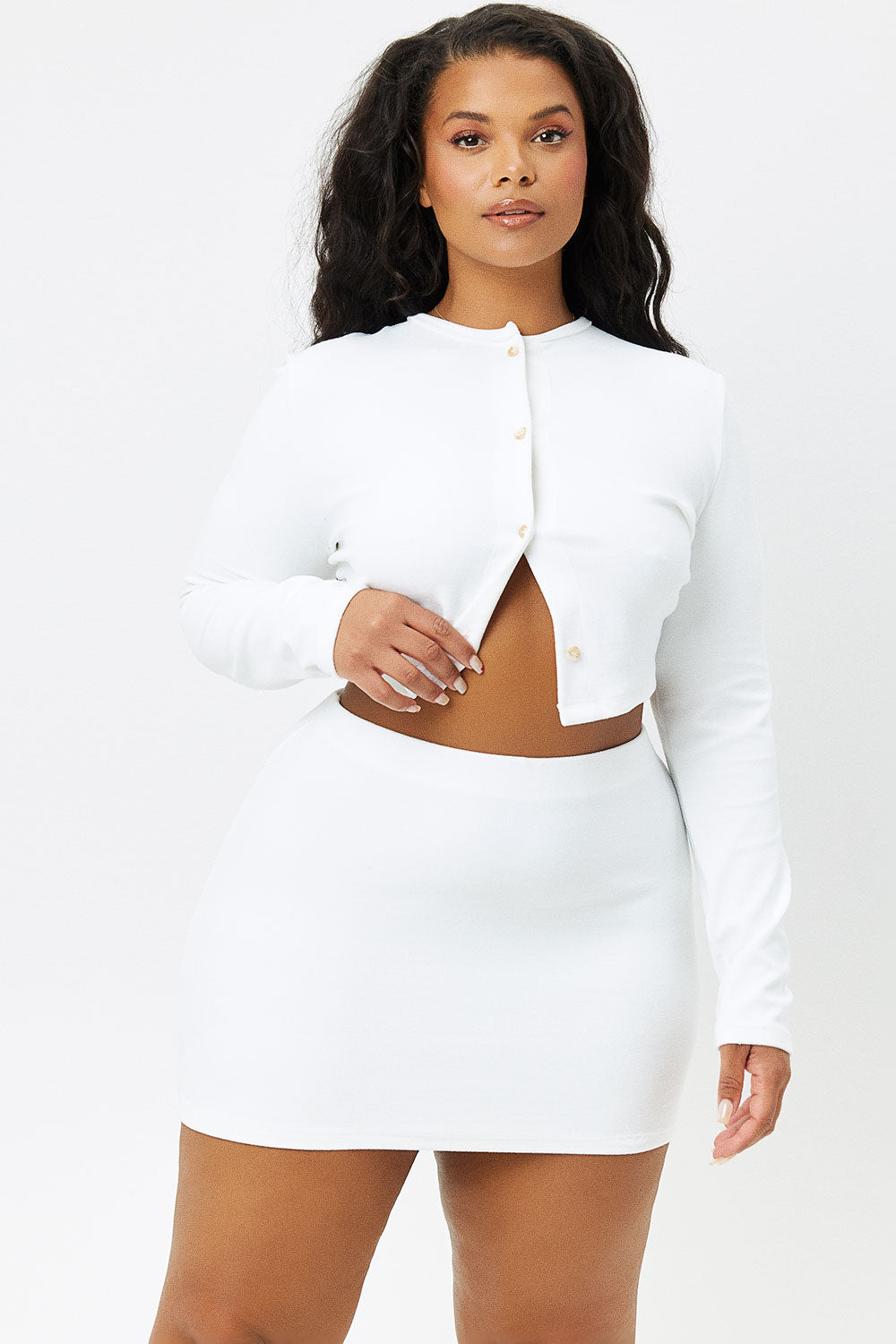 Alternative view of Cheri Terry Cardigan Sweater - White