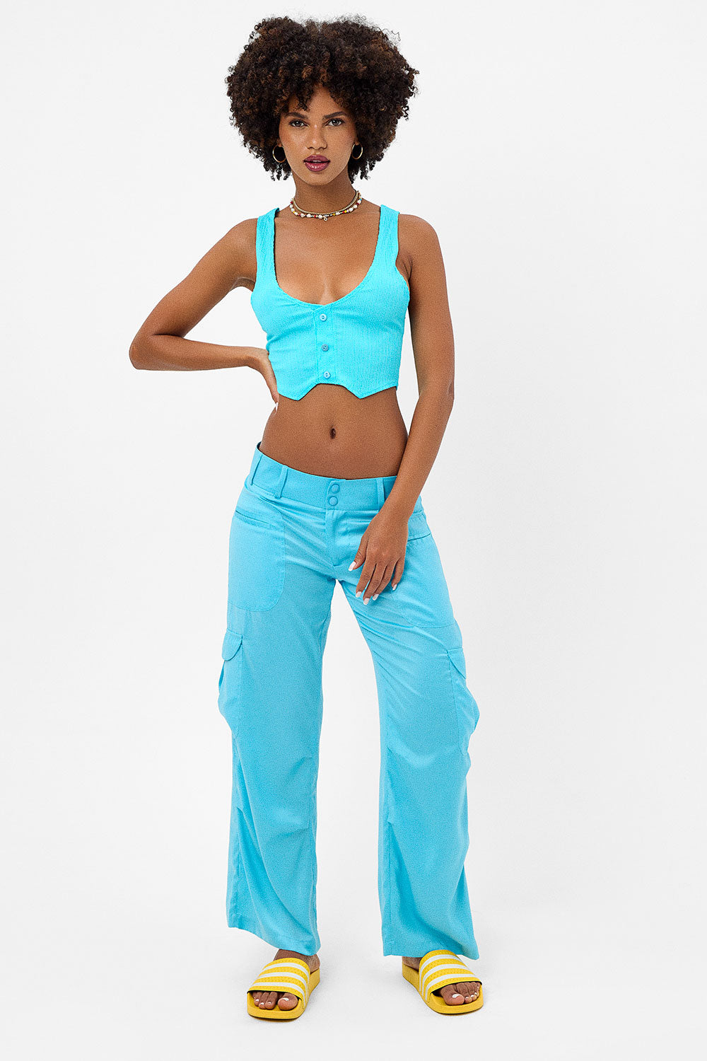 Alternative view of Chilli Satin Cargo Pant - Aquamarine