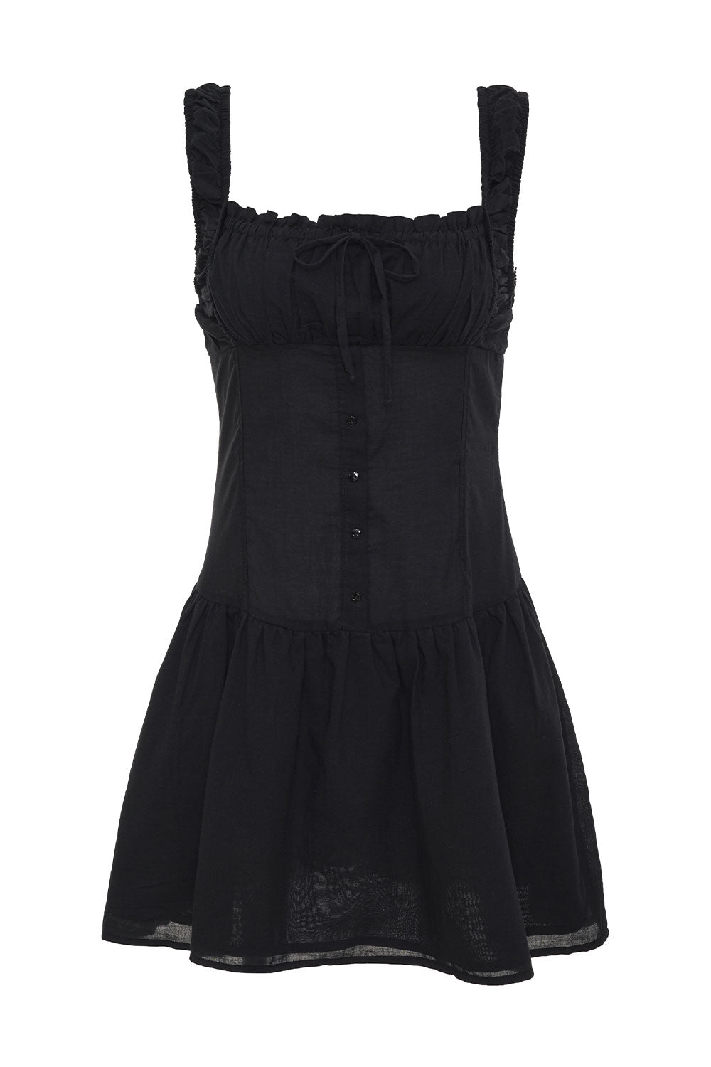 Christa Ruffle Mini Dress - Black - Image 3