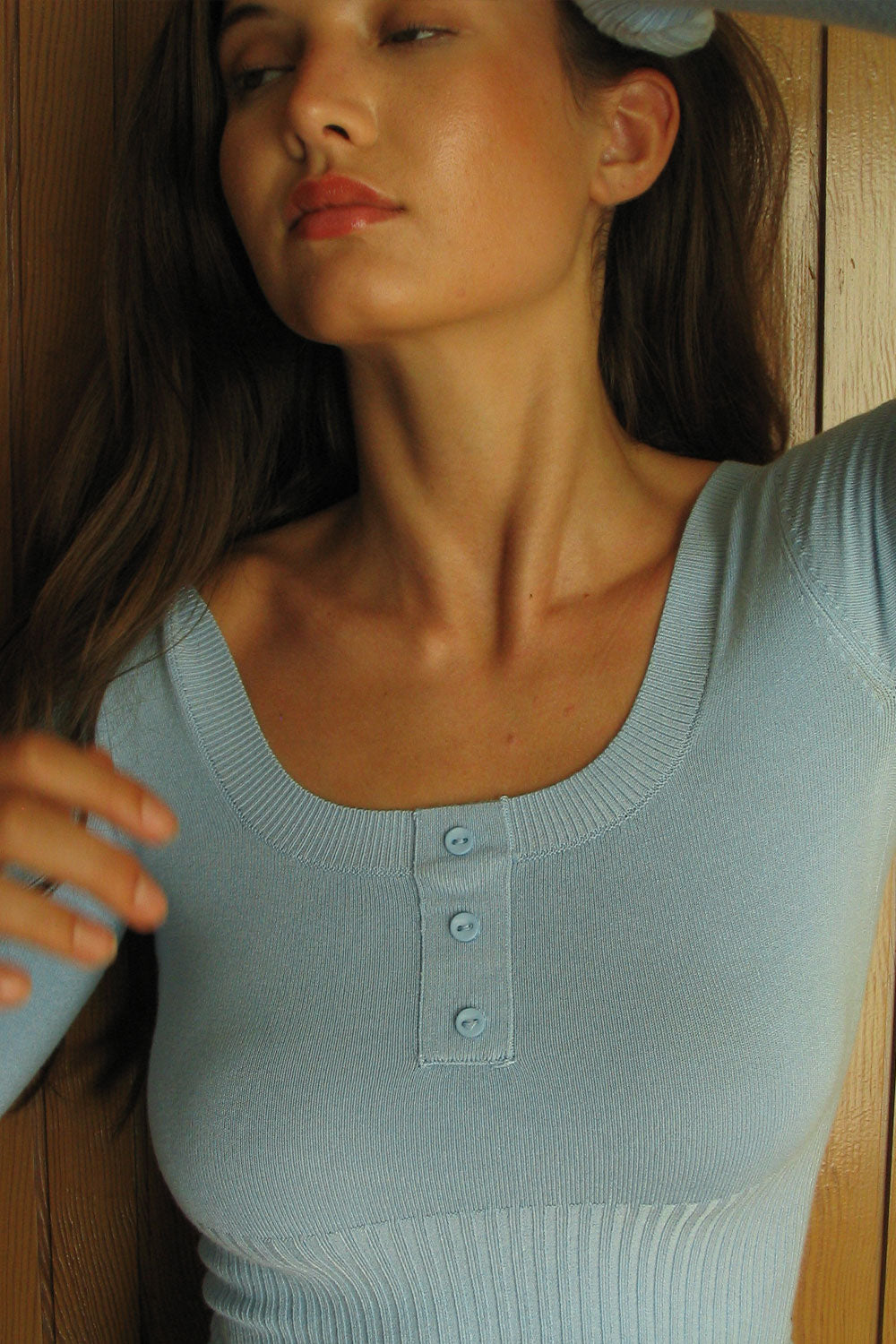 Alternative view of Claude Lightweight Knit Long Sleeve Dress - Cornflower