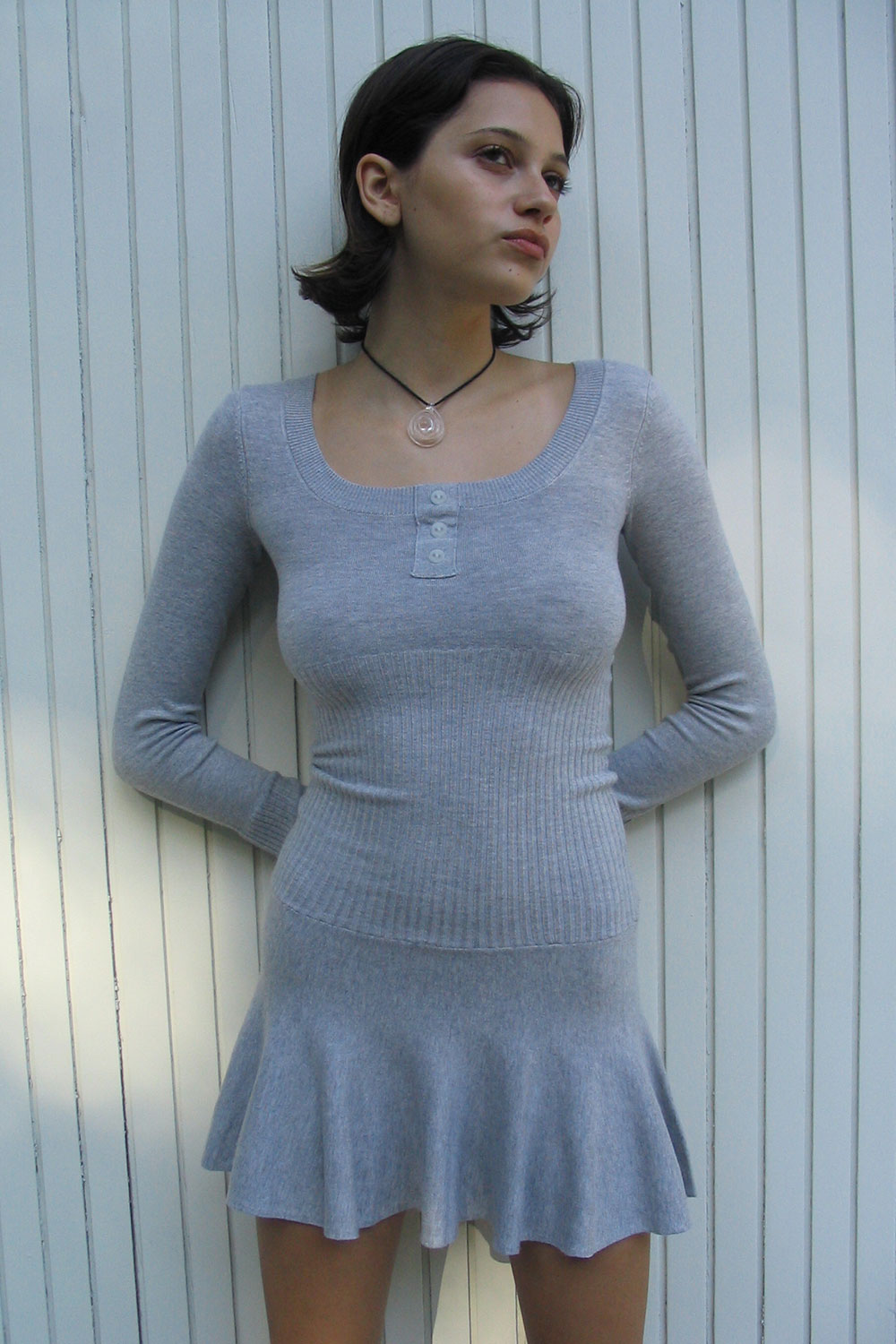 Alternative view of Claude Lightweight Knit Long Sleeve Dress - Heather Grey