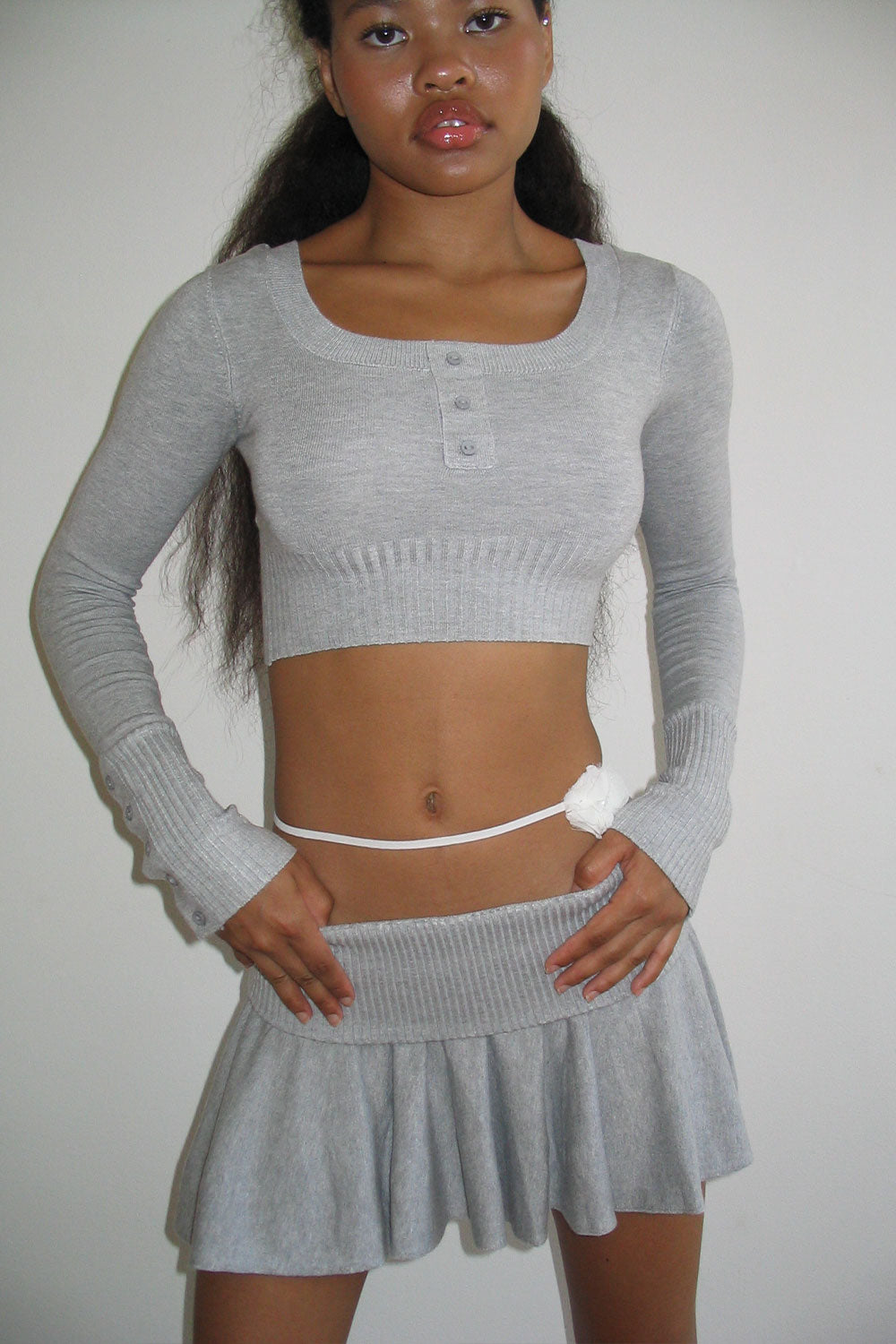 Claude Lightweight Knit Mini Skirt - Heather Grey - Image 5