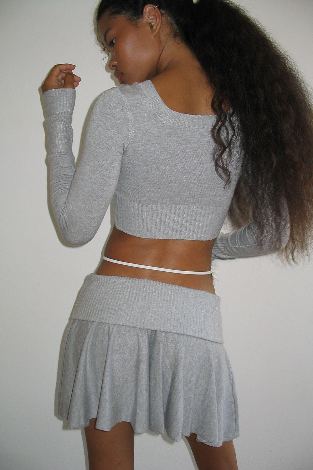 Claude Lightweight Knit Mini Skirt - Heather Grey - Image 4